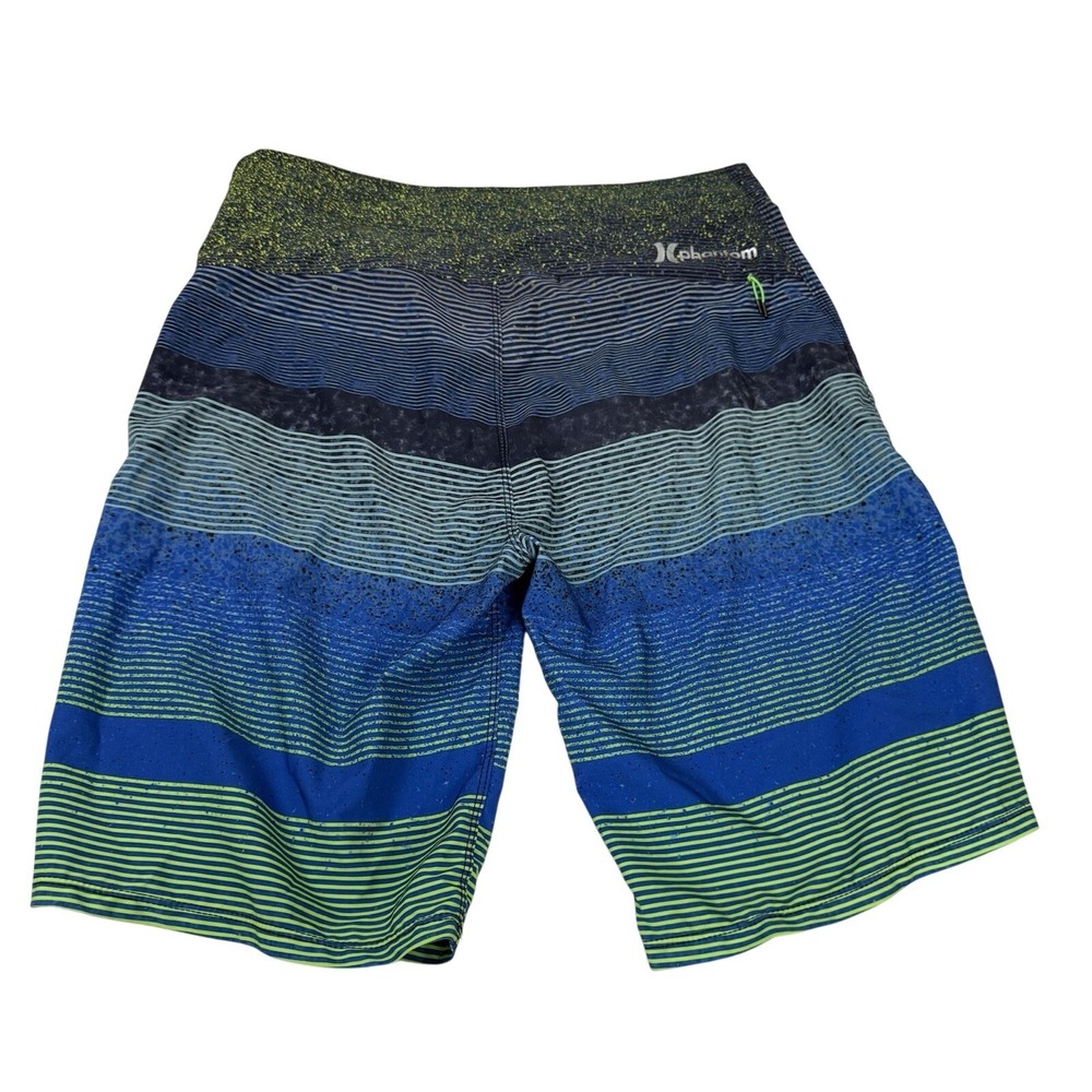 Hurley Phantom Board Shorts Mens 29‎ Blue Green Striped Surf Swim Trunks Stretch - Picture 3 of 7